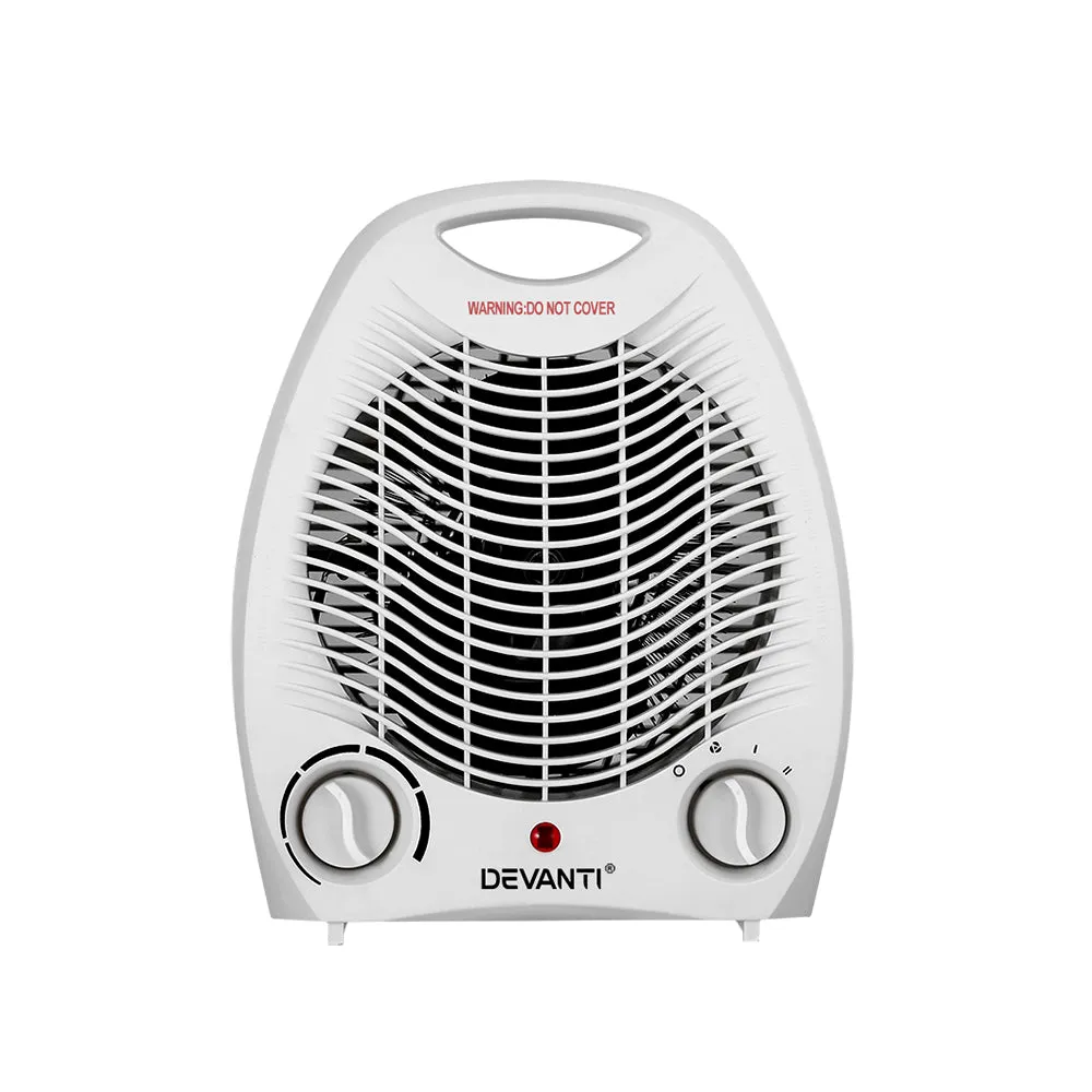 2000W Rapid Electric Fan Heater, Portable, Safety Cut-Off - Devanti