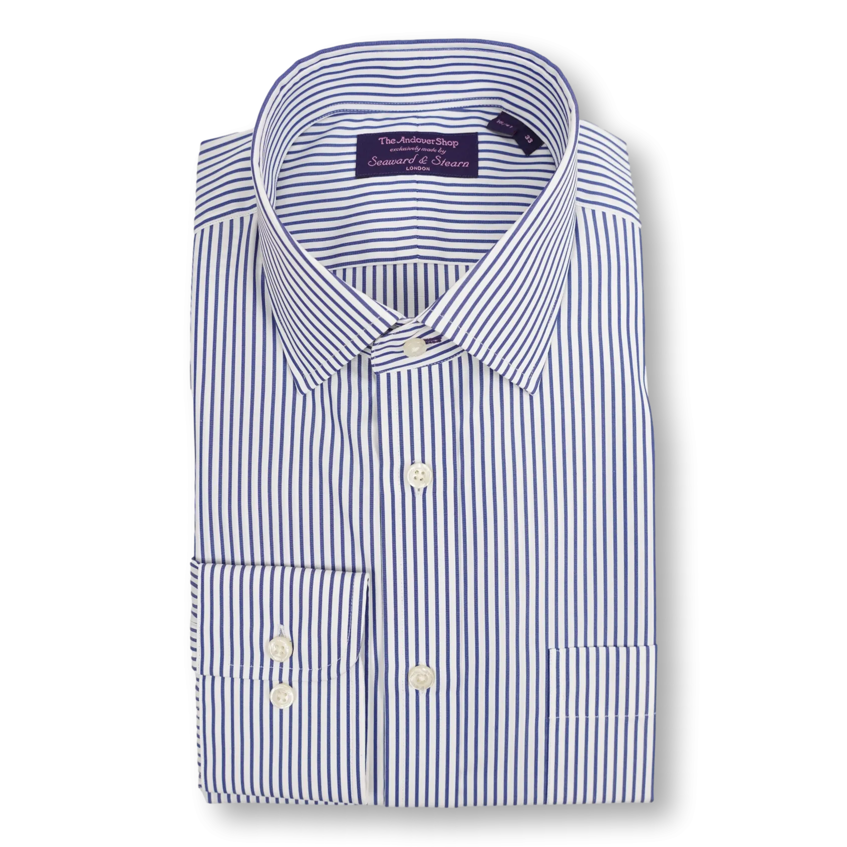Andover Blue Spread Collar Banker Stripe Dress Shirt