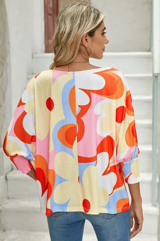 Back Home Again Large Floral Print Top