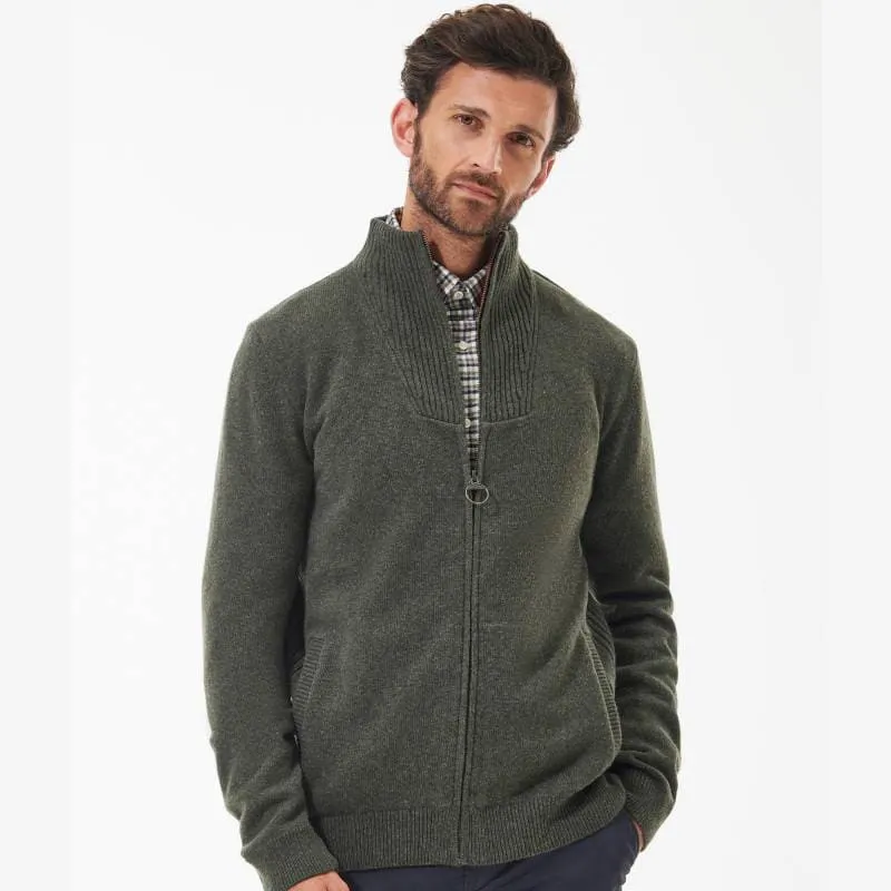 Barbour Nelson Essential Full Zip Mens Jumper - Seaweed