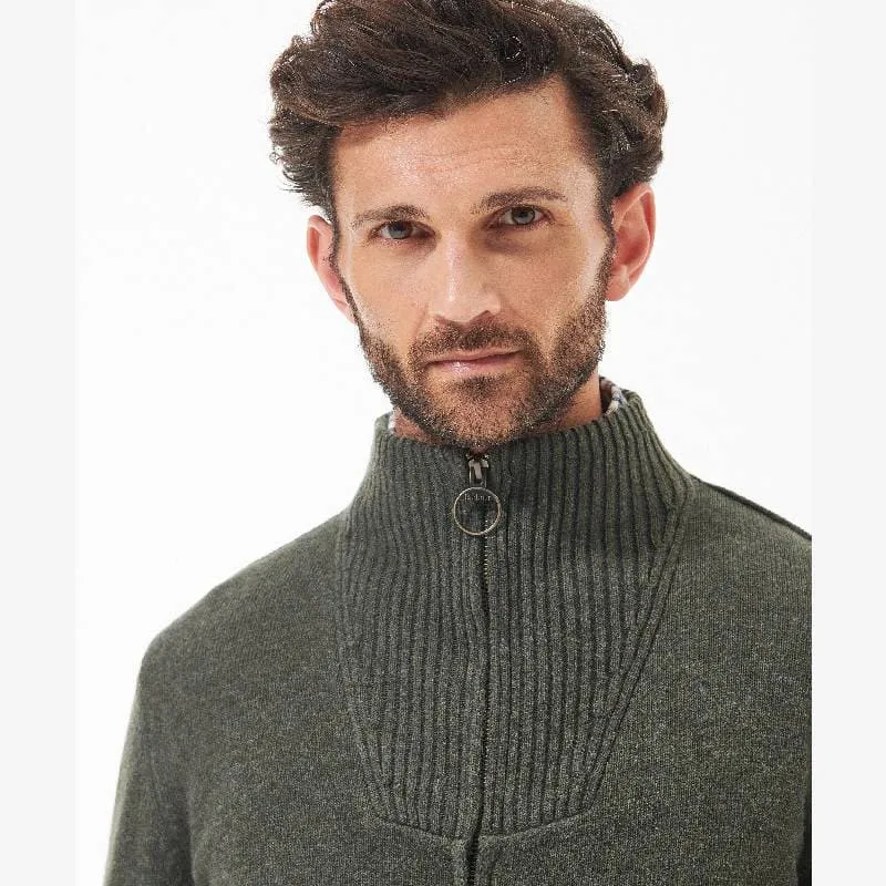 Barbour Nelson Essential Full Zip Mens Jumper - Seaweed