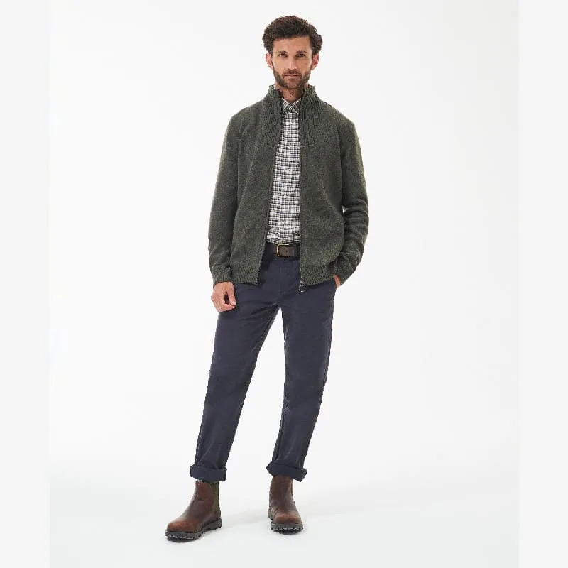 Barbour Nelson Essential Full Zip Mens Jumper - Seaweed