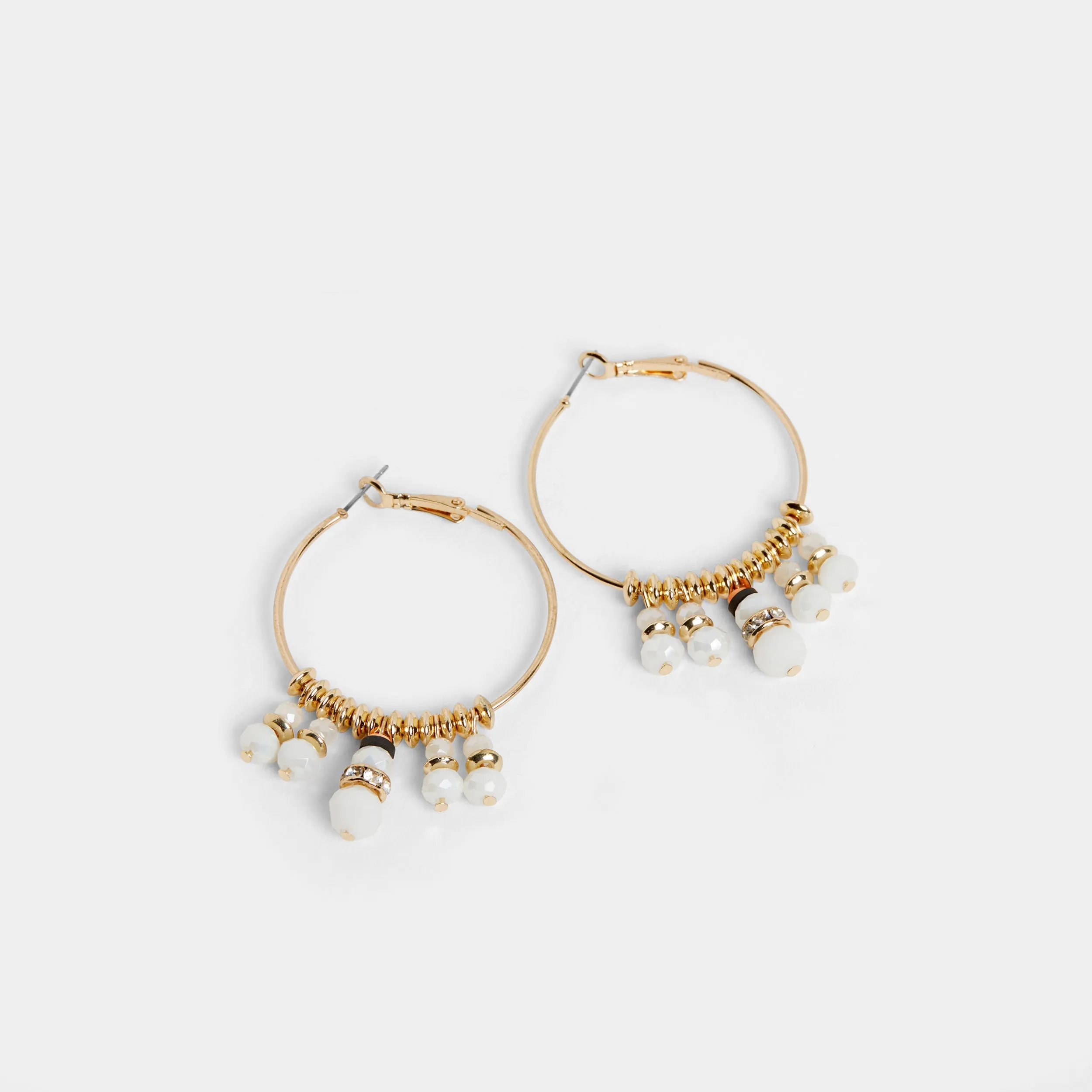 Beaded Snowman Hoop Earring - Gold