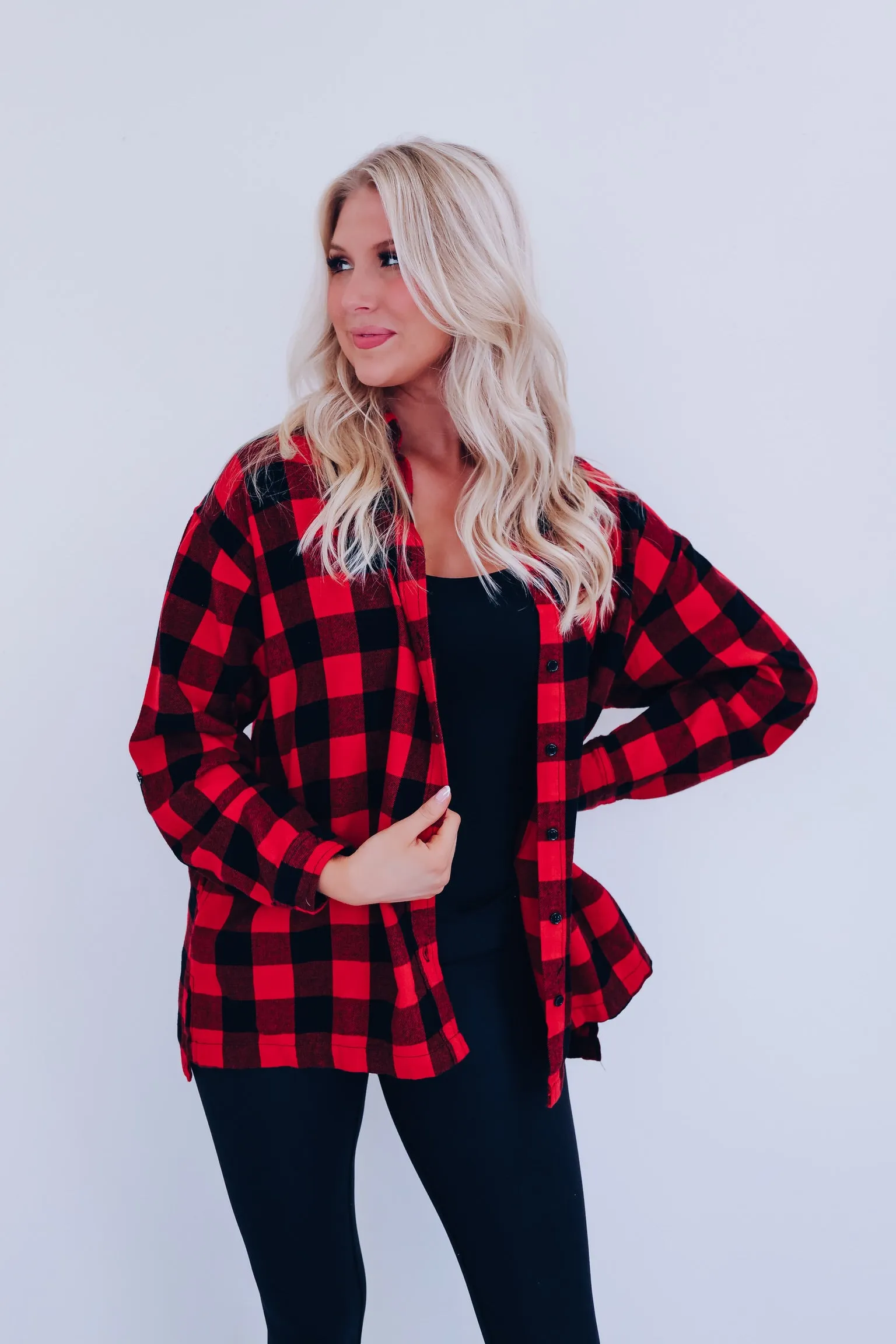 Bruno Buffalo Plaid Shacket- Red