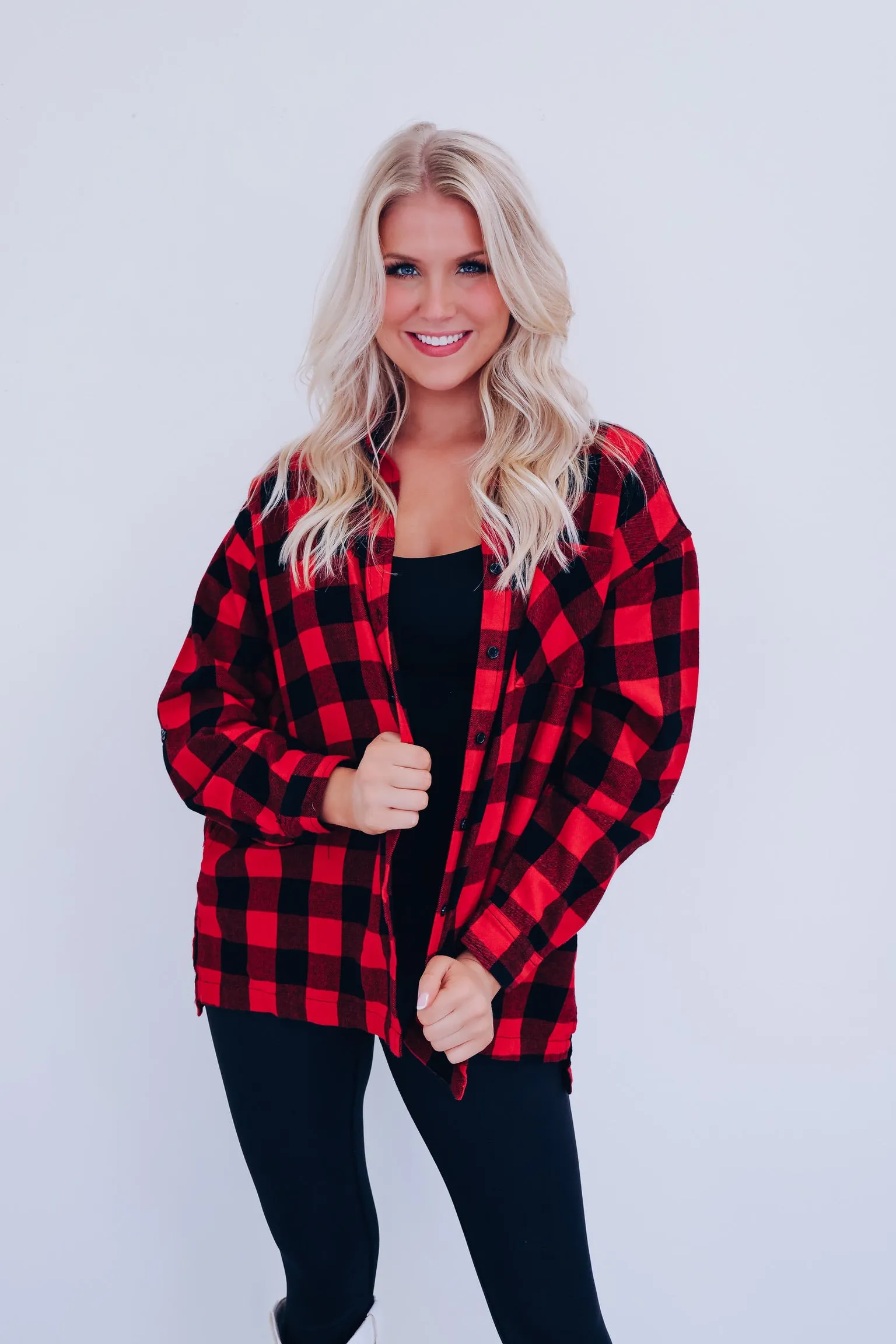 Bruno Buffalo Plaid Shacket- Red