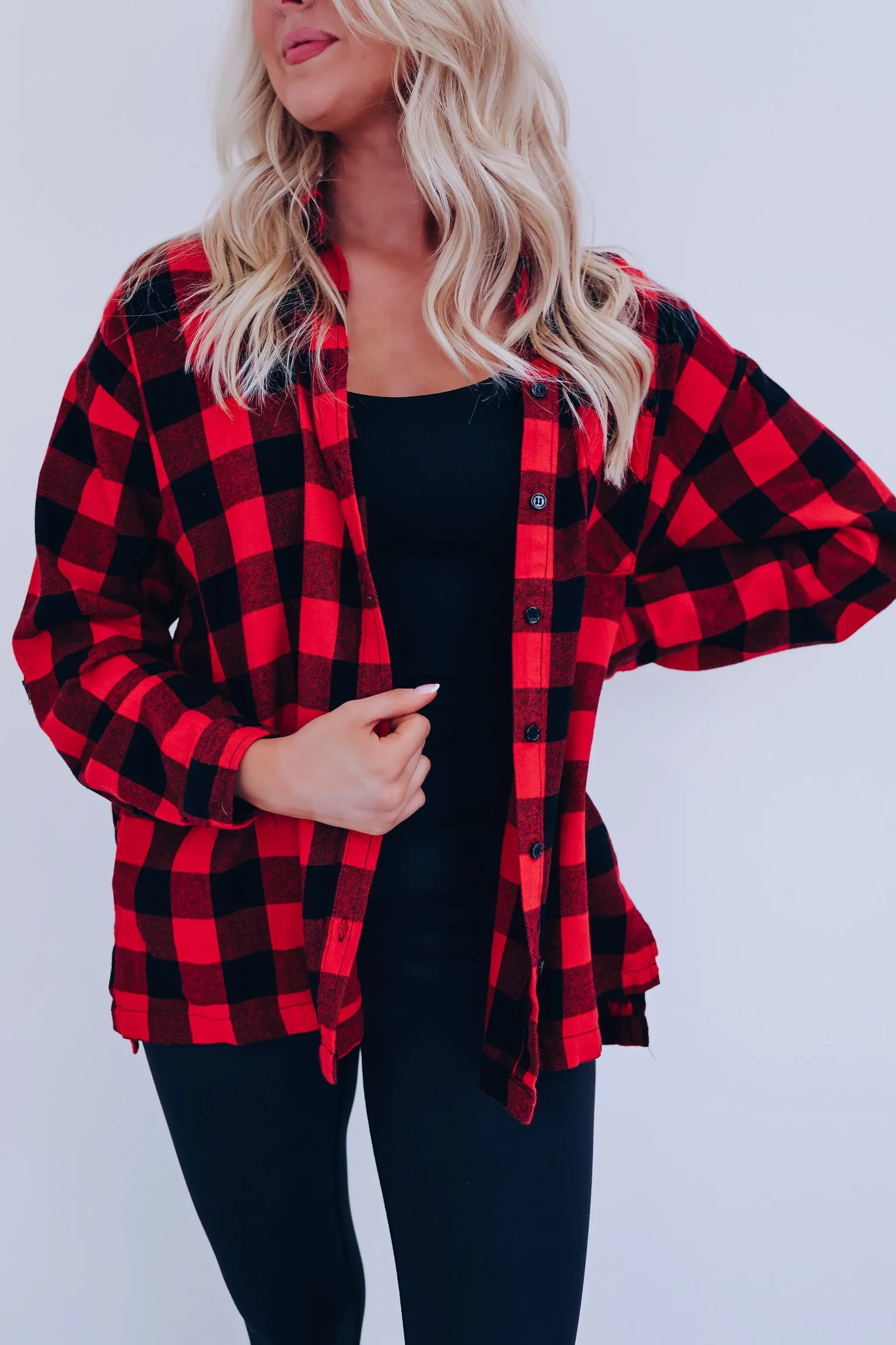 Bruno Buffalo Plaid Shacket- Red