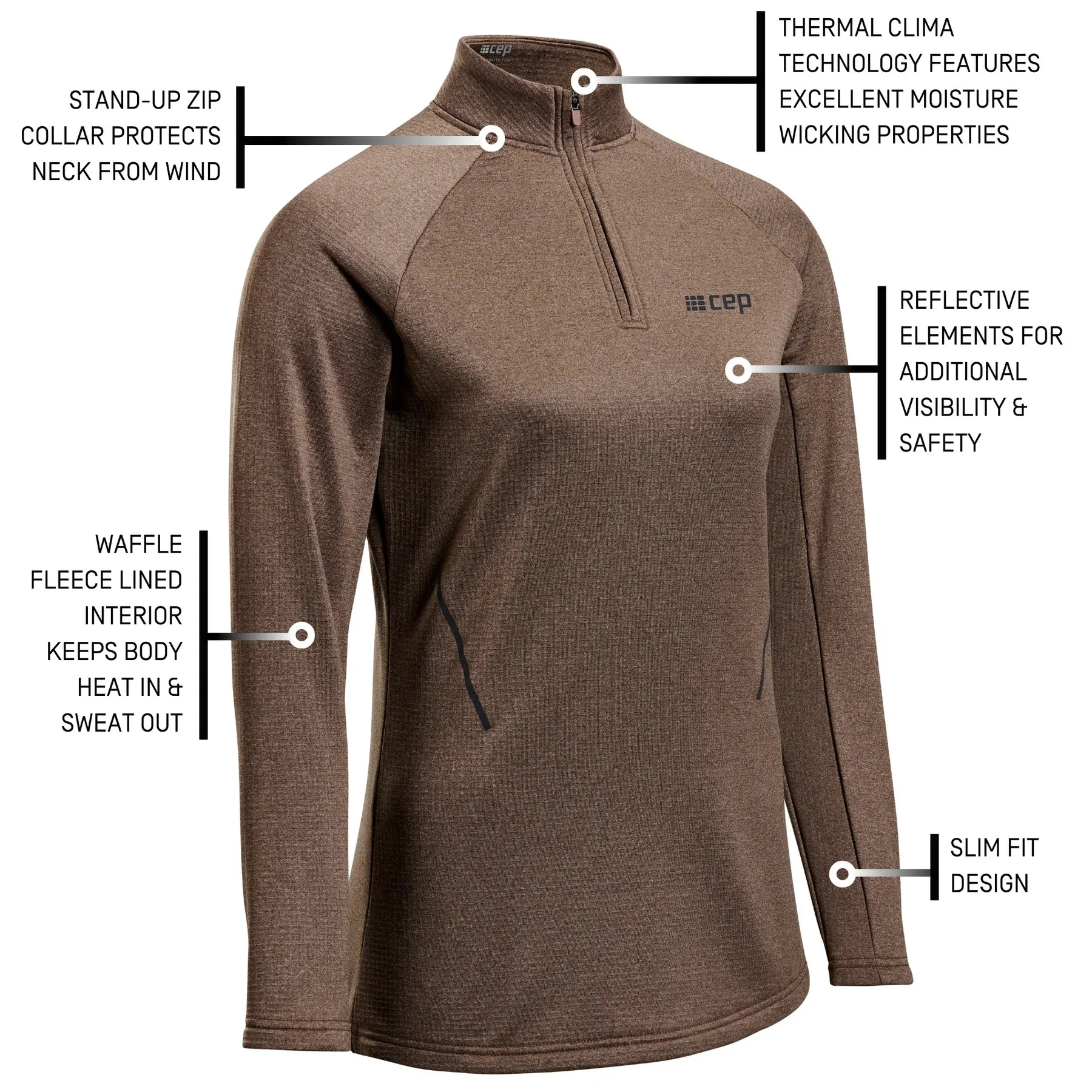 CEP | Cold Weather Quarter Zip Pullover | Women's | Brown