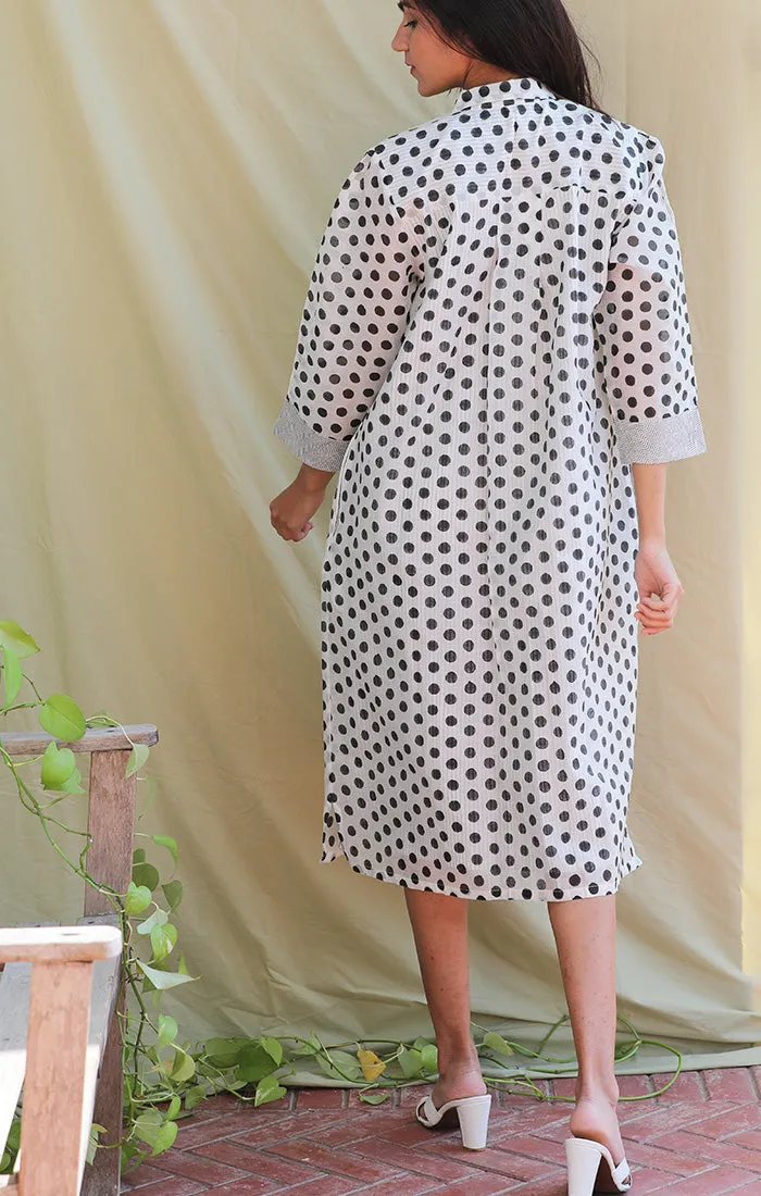 Chanderi Shirt Dress - Polka Dots