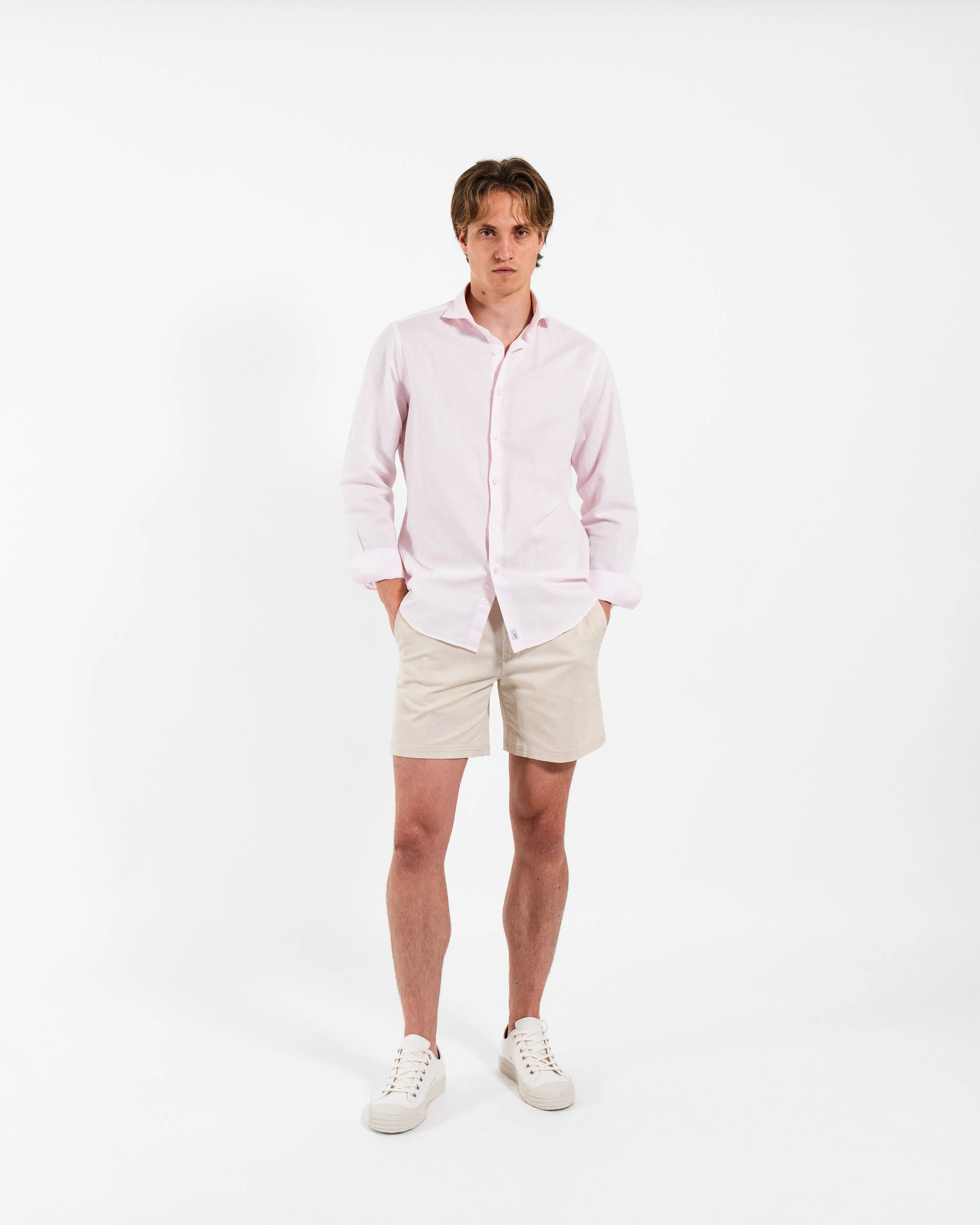 Classic Pink Linen-Blend Shirt