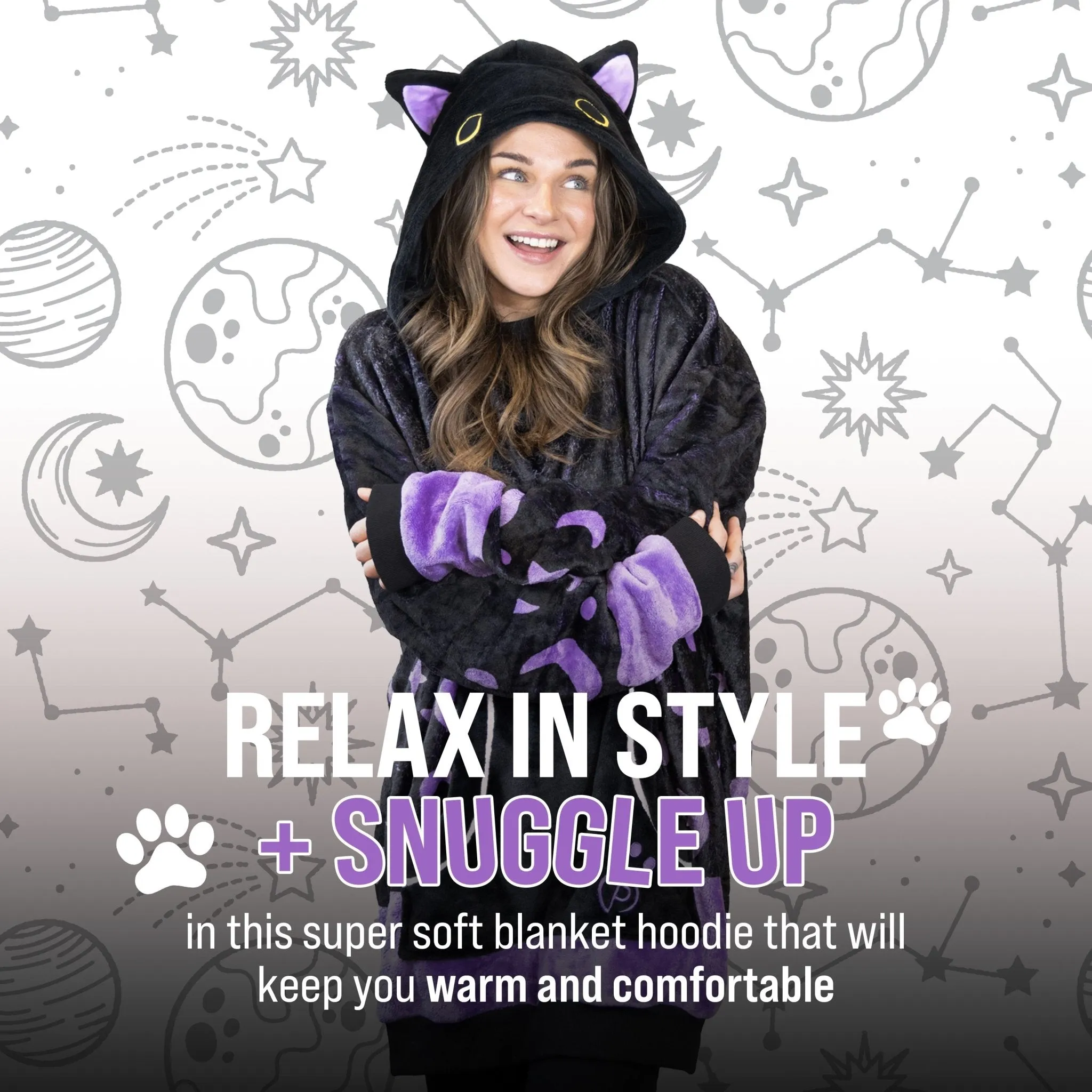 Cosmo the Black Cat Snugible | Blanket Hoodie & Pillow