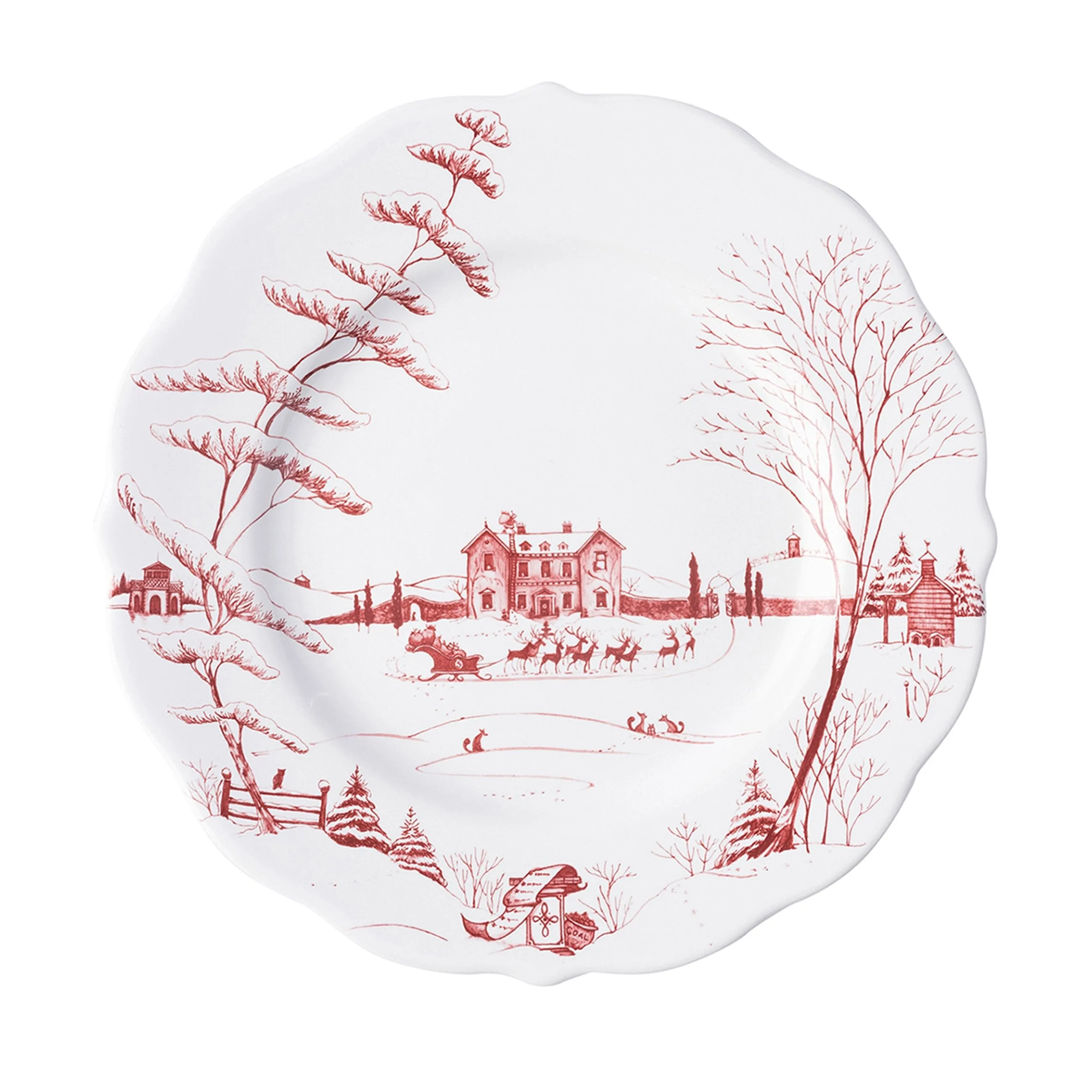 Country Estate Winter Frolic Dinner Plate Ruby