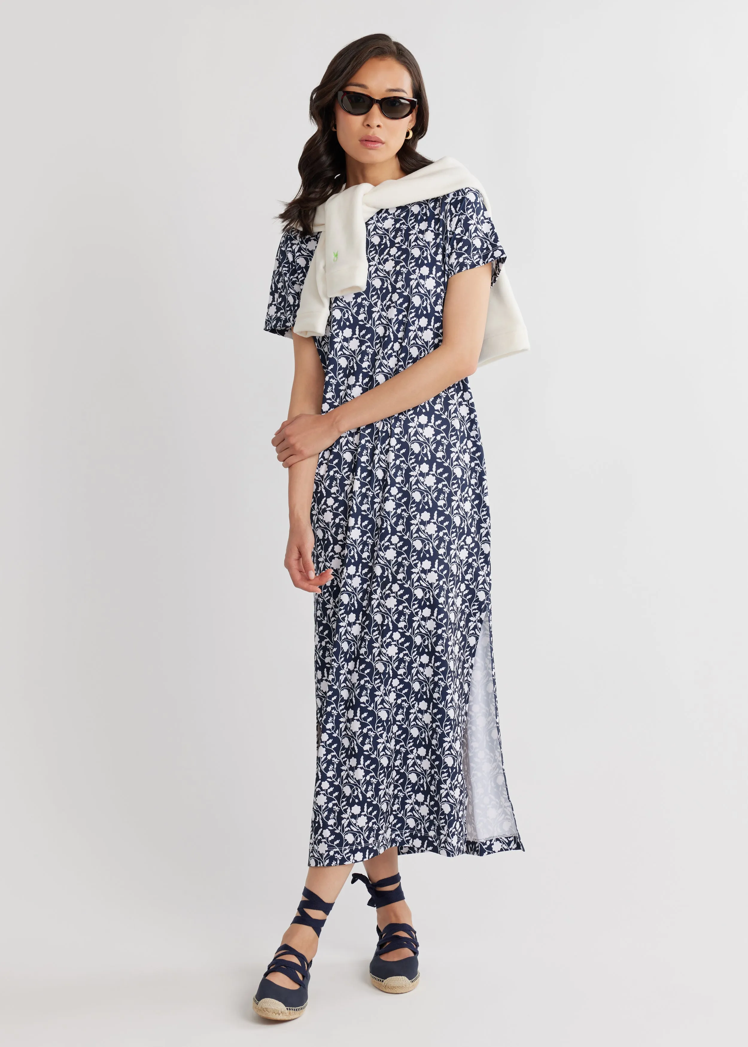 Devon Maxi Dress in Luxe Stretch (Midnight Floral)