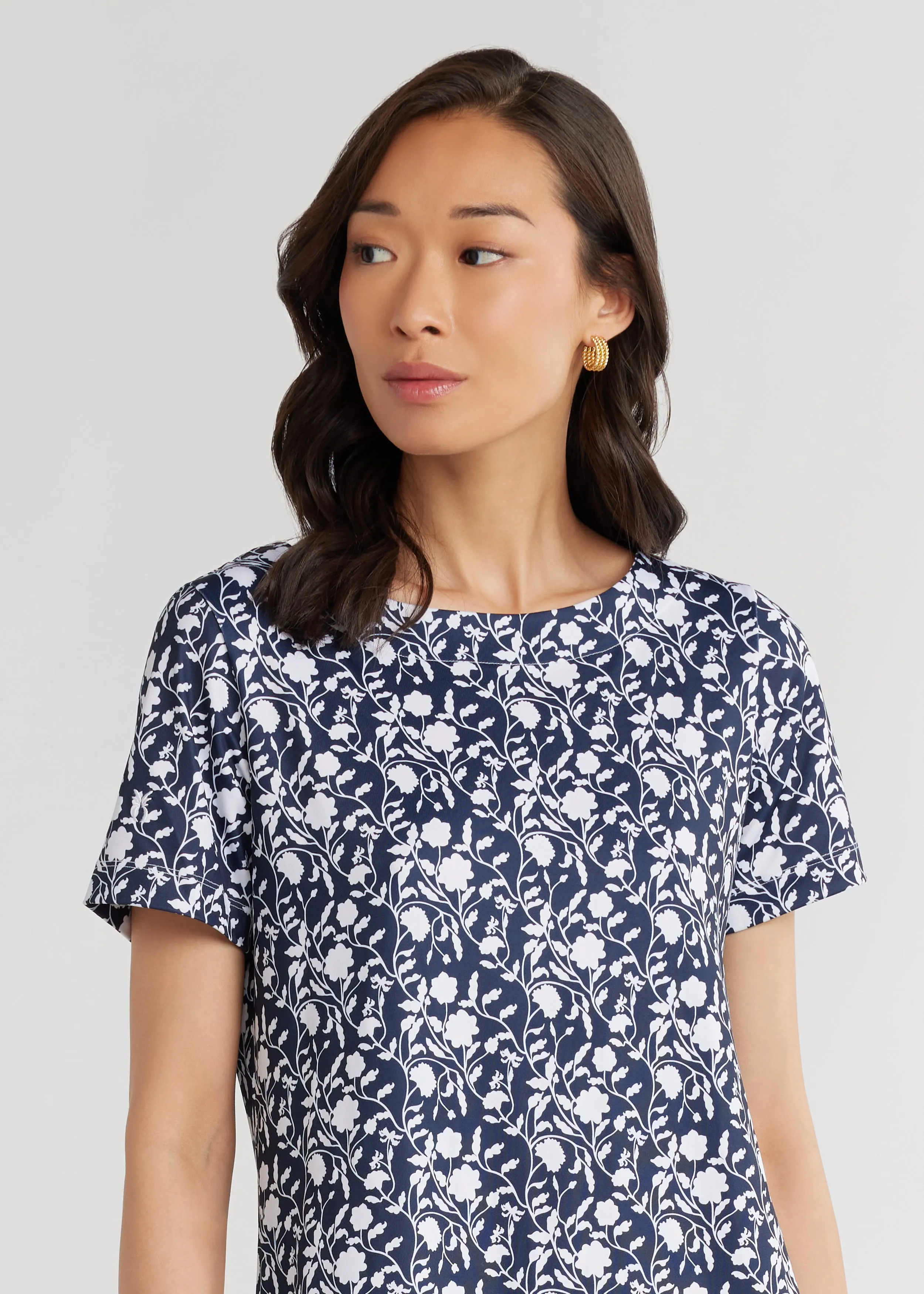 Devon Maxi Dress in Luxe Stretch (Midnight Floral)