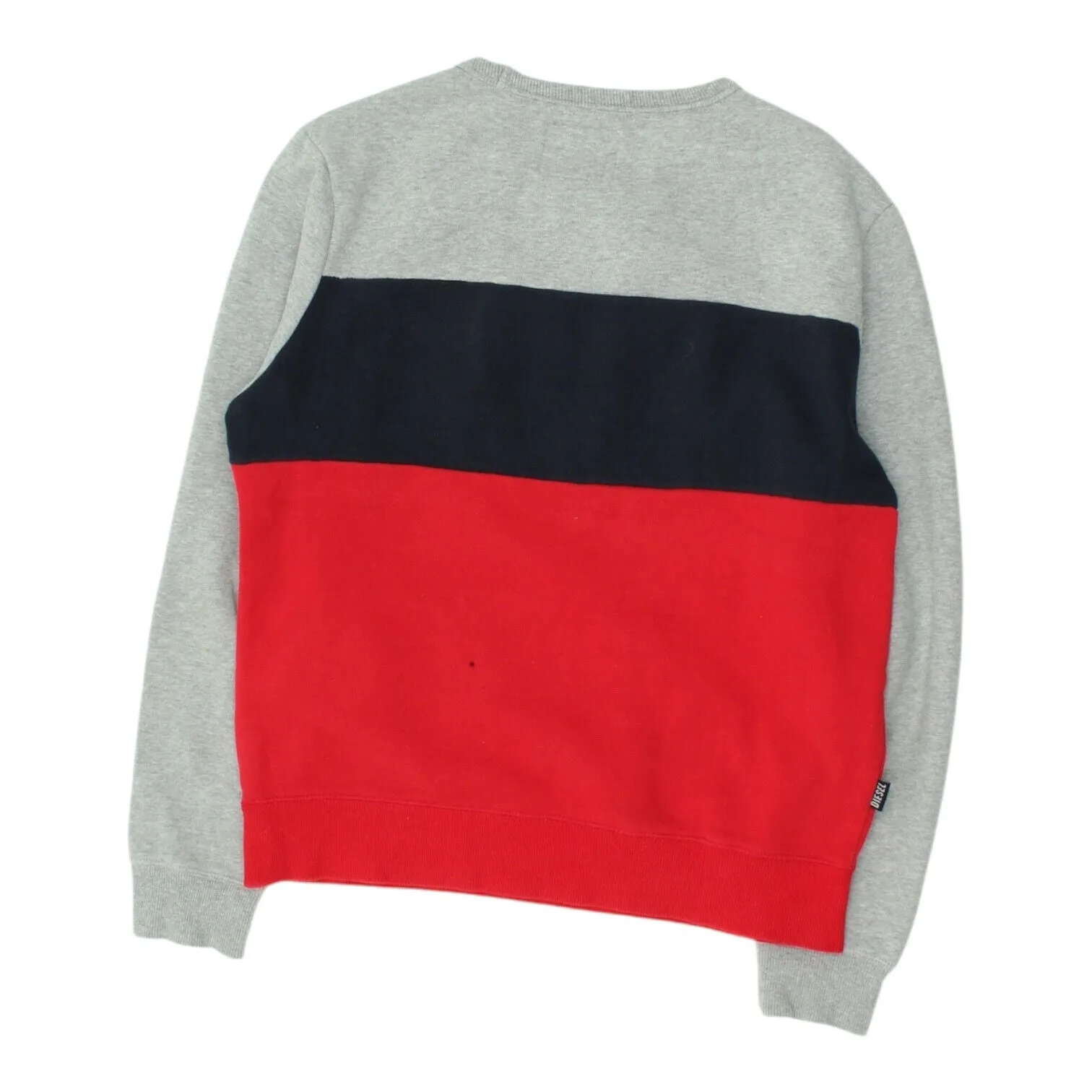 Diesel Mens Grey Red Crew Neck Sweatshirt | Vintage Casual Designer Jumper VTG