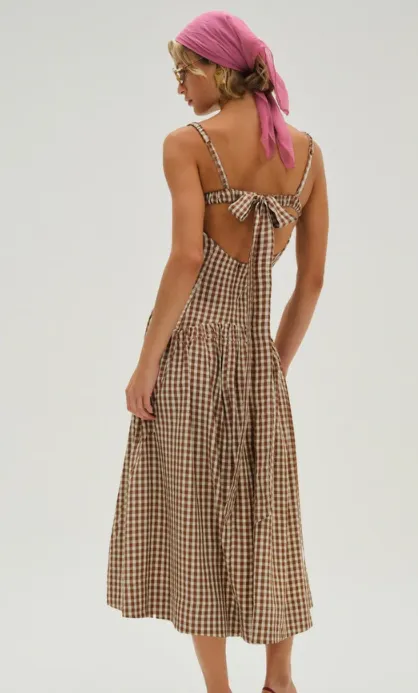 Gingerbread Gingham Midi Dress