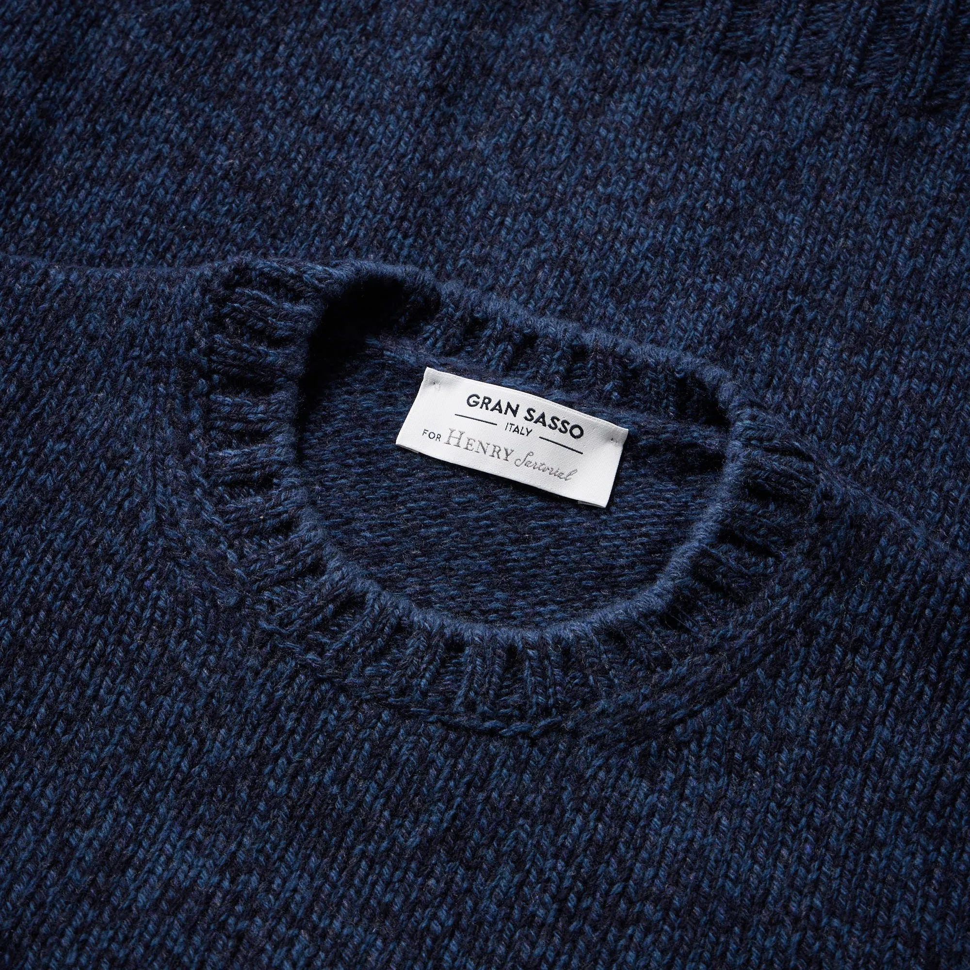 GRAN SASSO X HENRY SARTORIAL Wool Crew Neck Knit NAVY