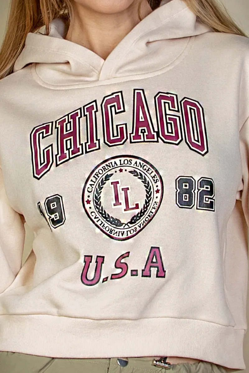 Graphic Drop Shoulder Pull Over Hoodie