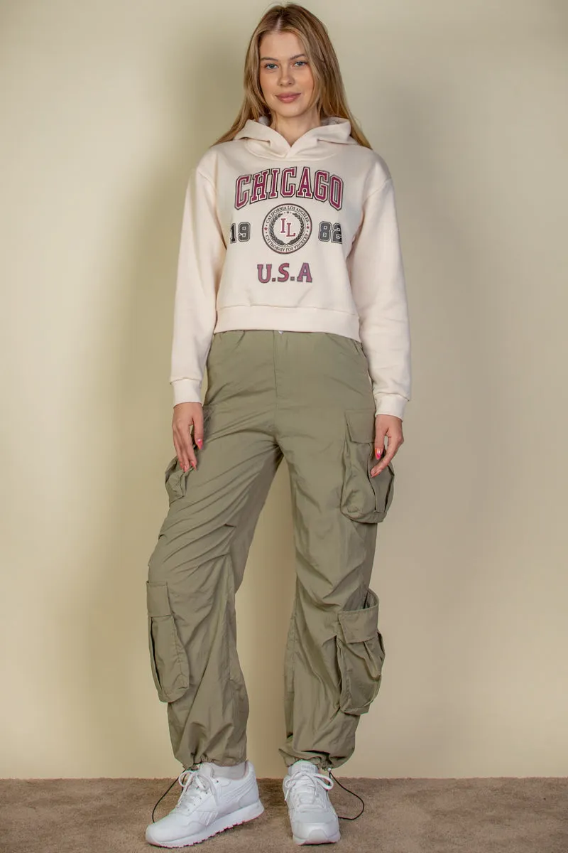 Graphic Drop Shoulder Pull Over Hoodie
