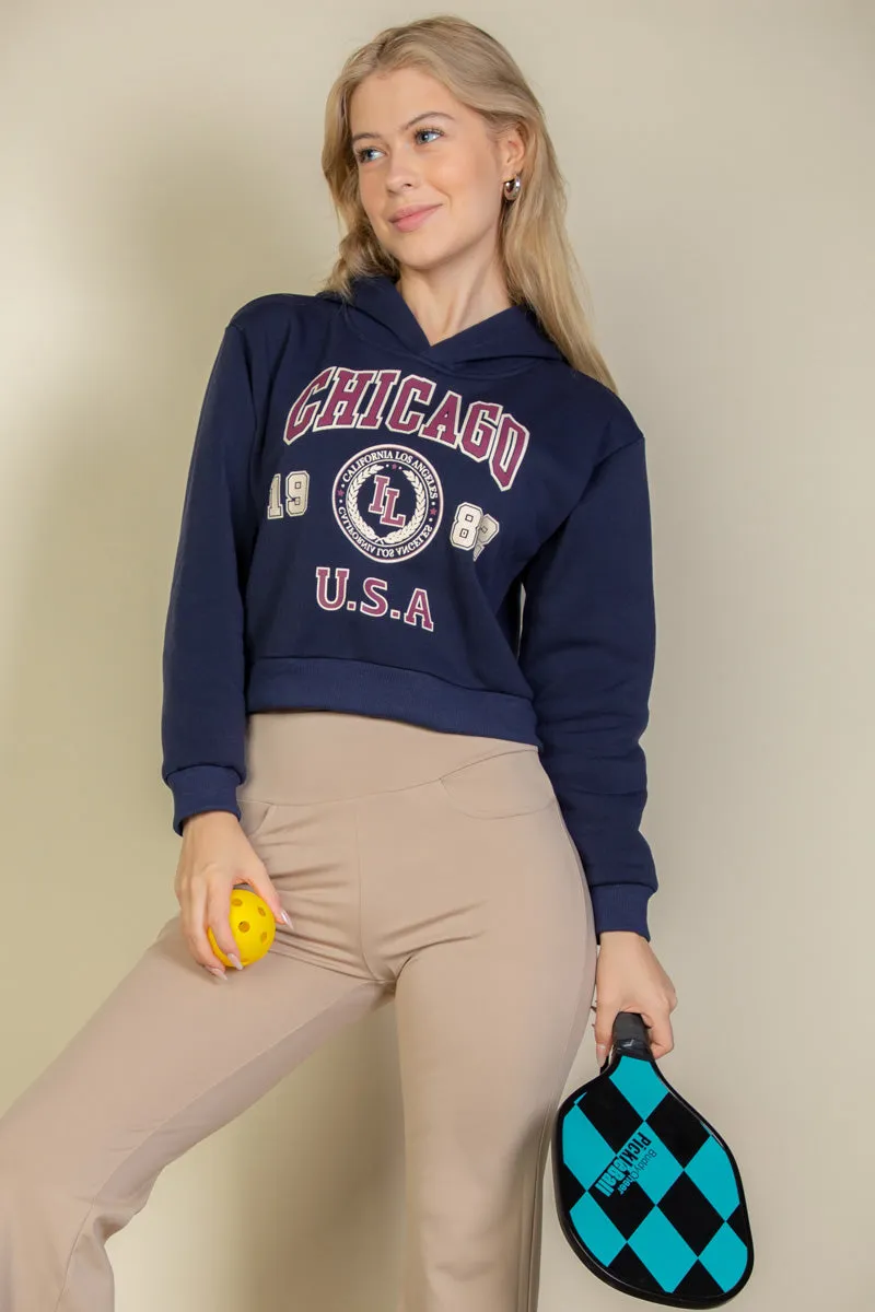 Graphic Drop Shoulder Pull Over Hoodie