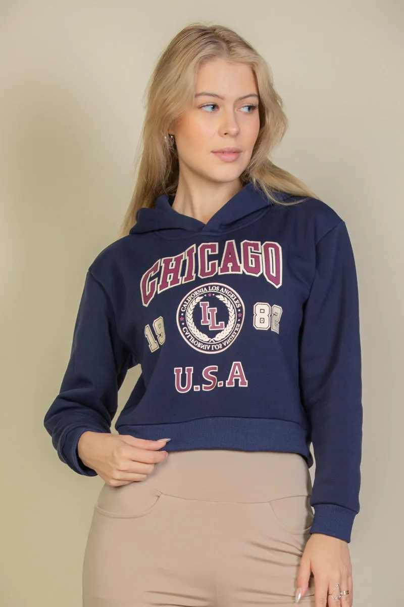 Graphic Drop Shoulder Pull Over Hoodie