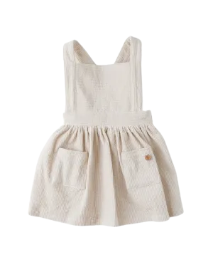 Hazel Corduroy Pinafore Dress - Eggshell