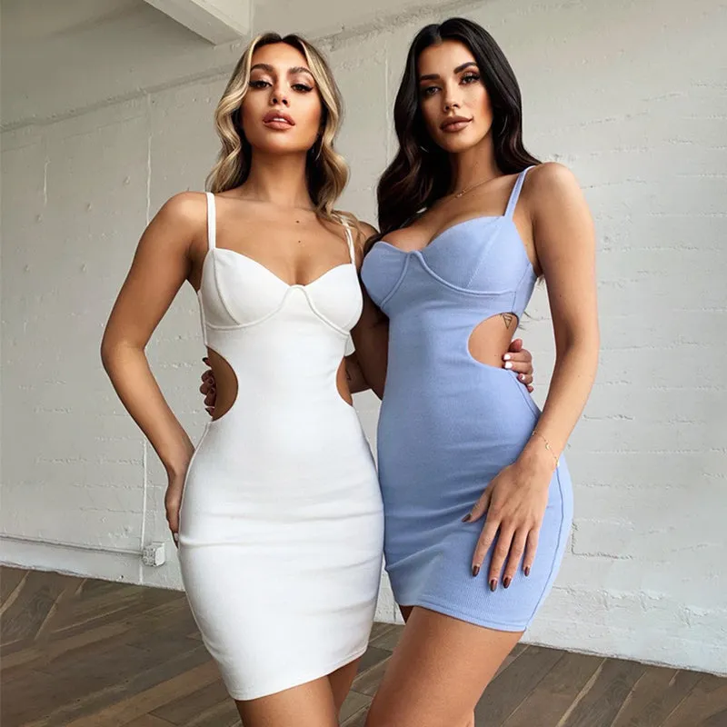 Hollow Out Solid Pencil Dress
