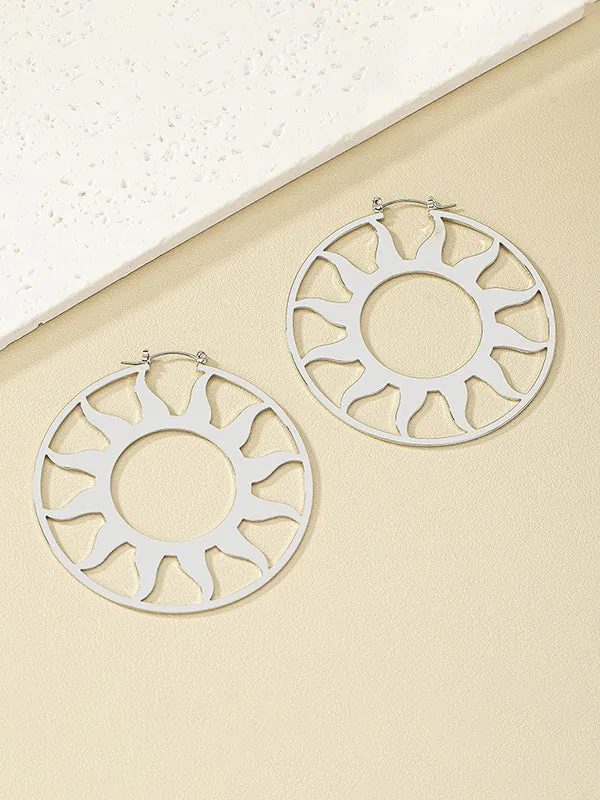 Hollow Solid Color Sun Ear-Ring