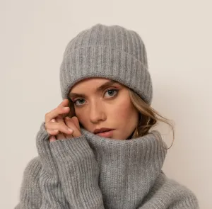 Knitted Cashmere Hat Grey