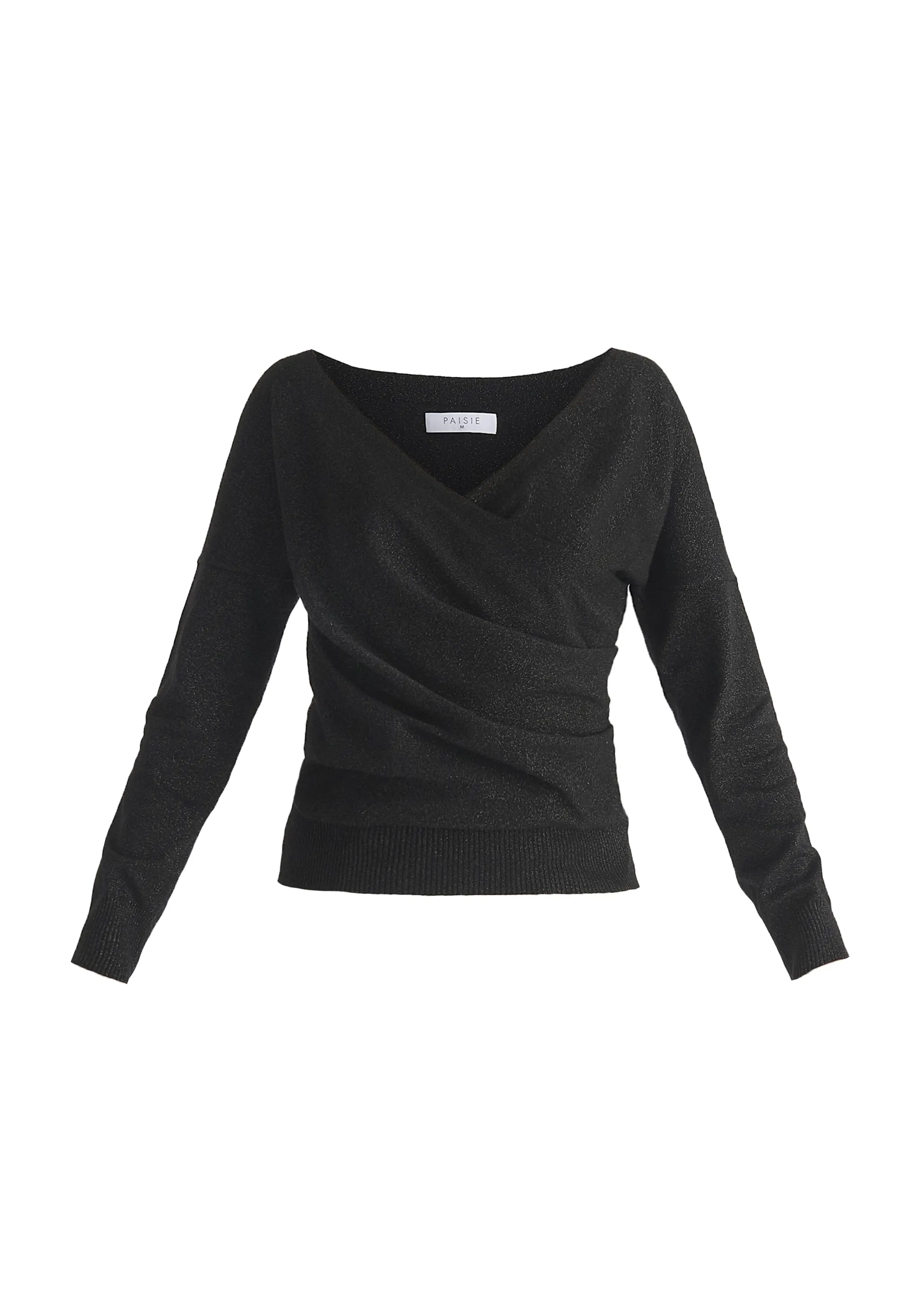 Knitted Wrap Top with Long Sleeves