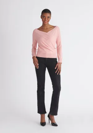 Knitted Wrap Top with Long Sleeves