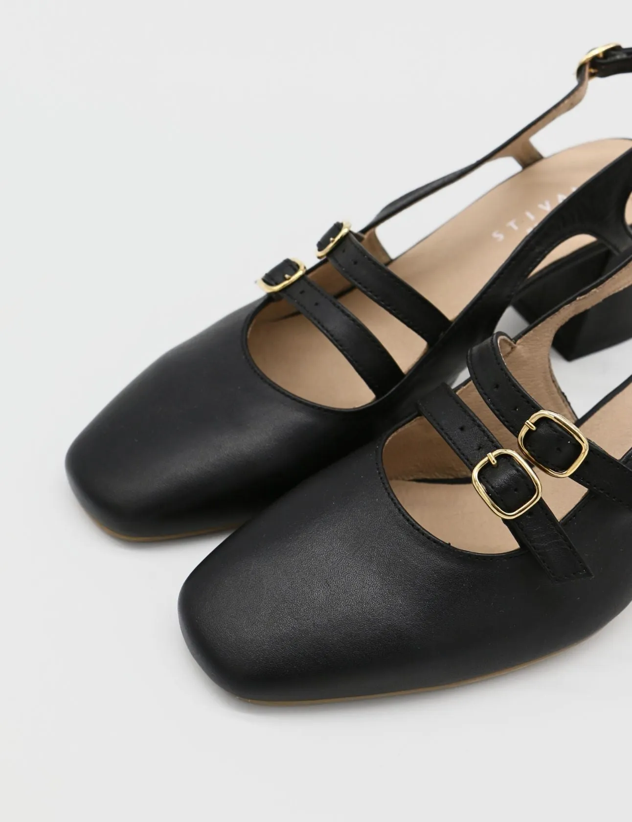 Marie mary janes in black leather womens shoes