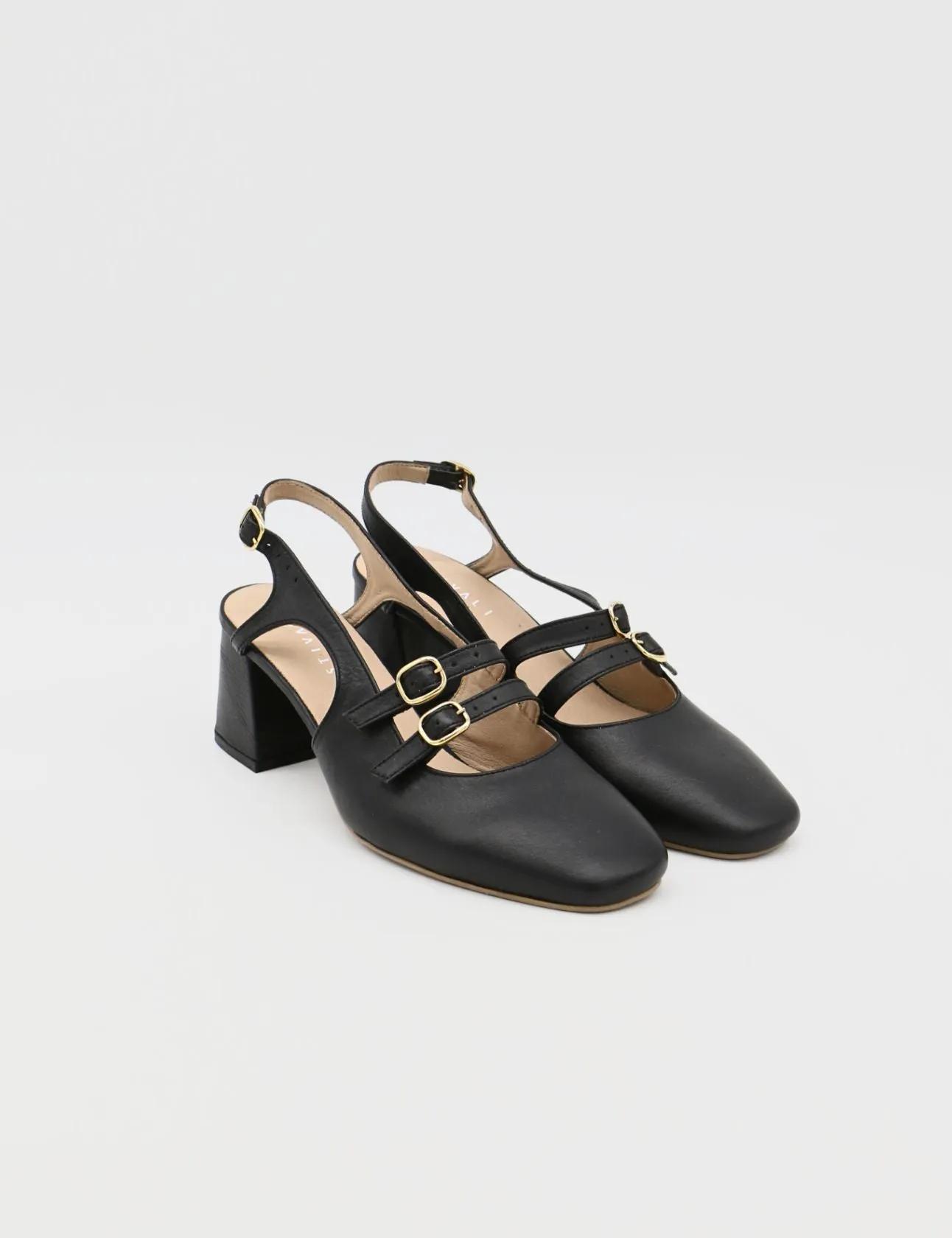 Marie mary janes in black leather womens shoes