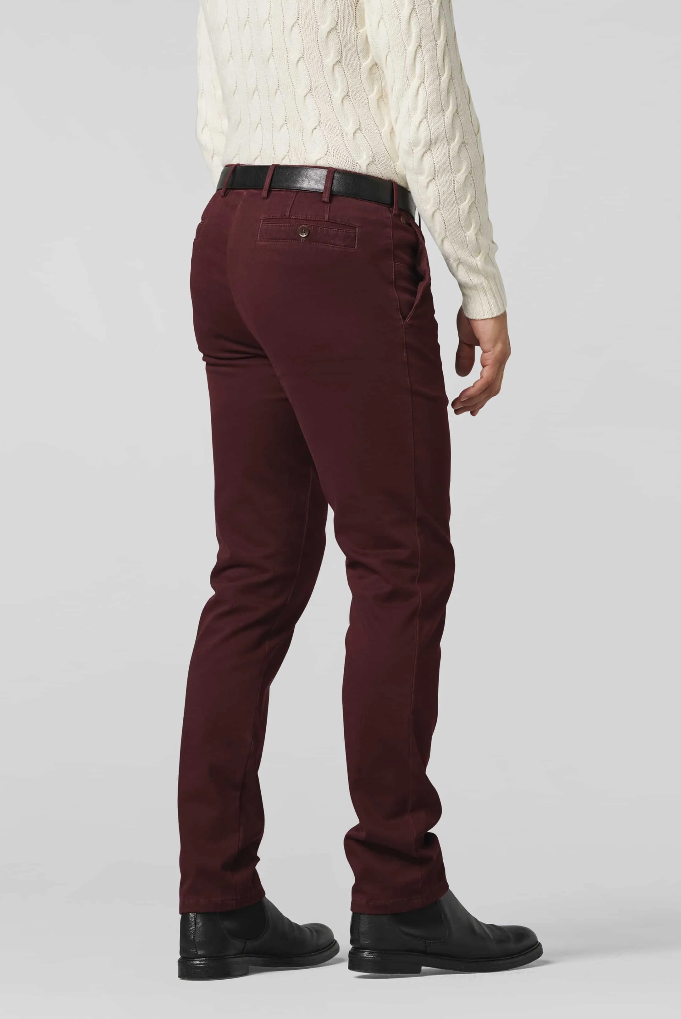 Meyer Luxurious Organic Cotton Chinos - Burgundy