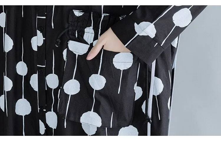 Oversized Polka Dots Shirt Dress