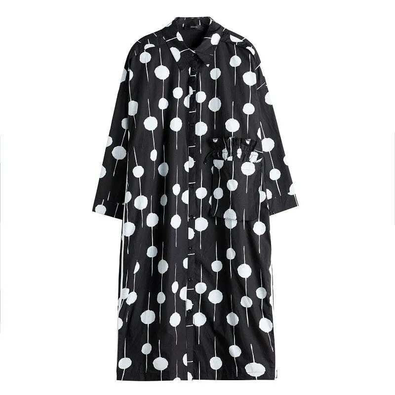 Oversized Polka Dots Shirt Dress