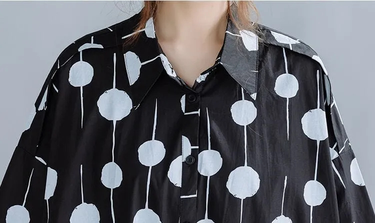 Oversized Polka Dots Shirt Dress