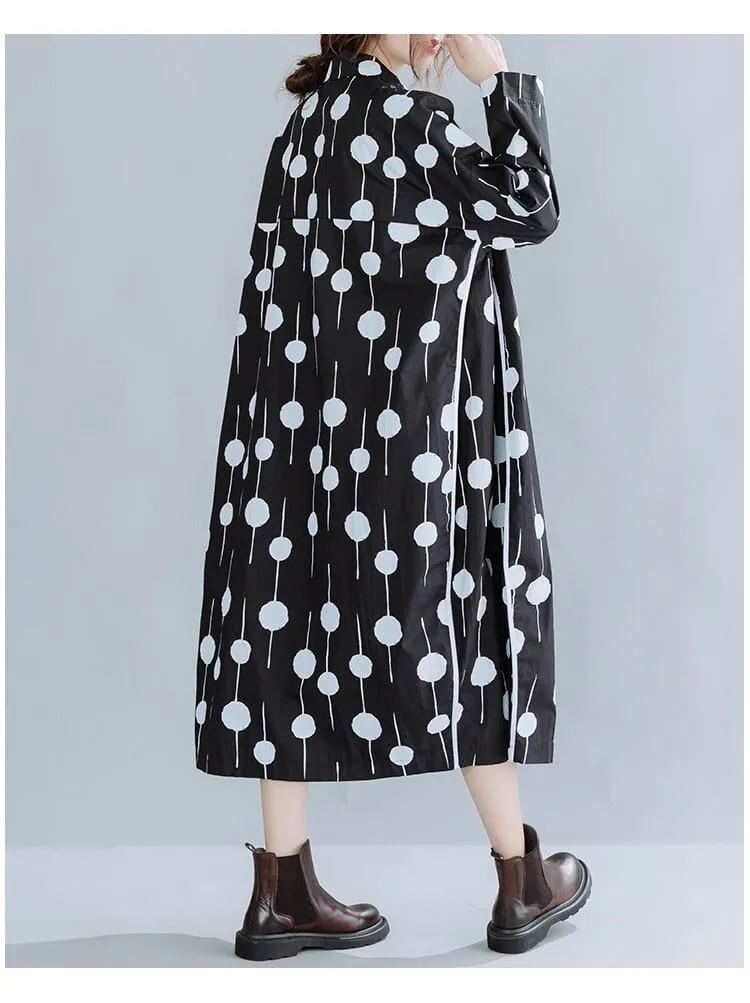 Oversized Polka Dots Shirt Dress