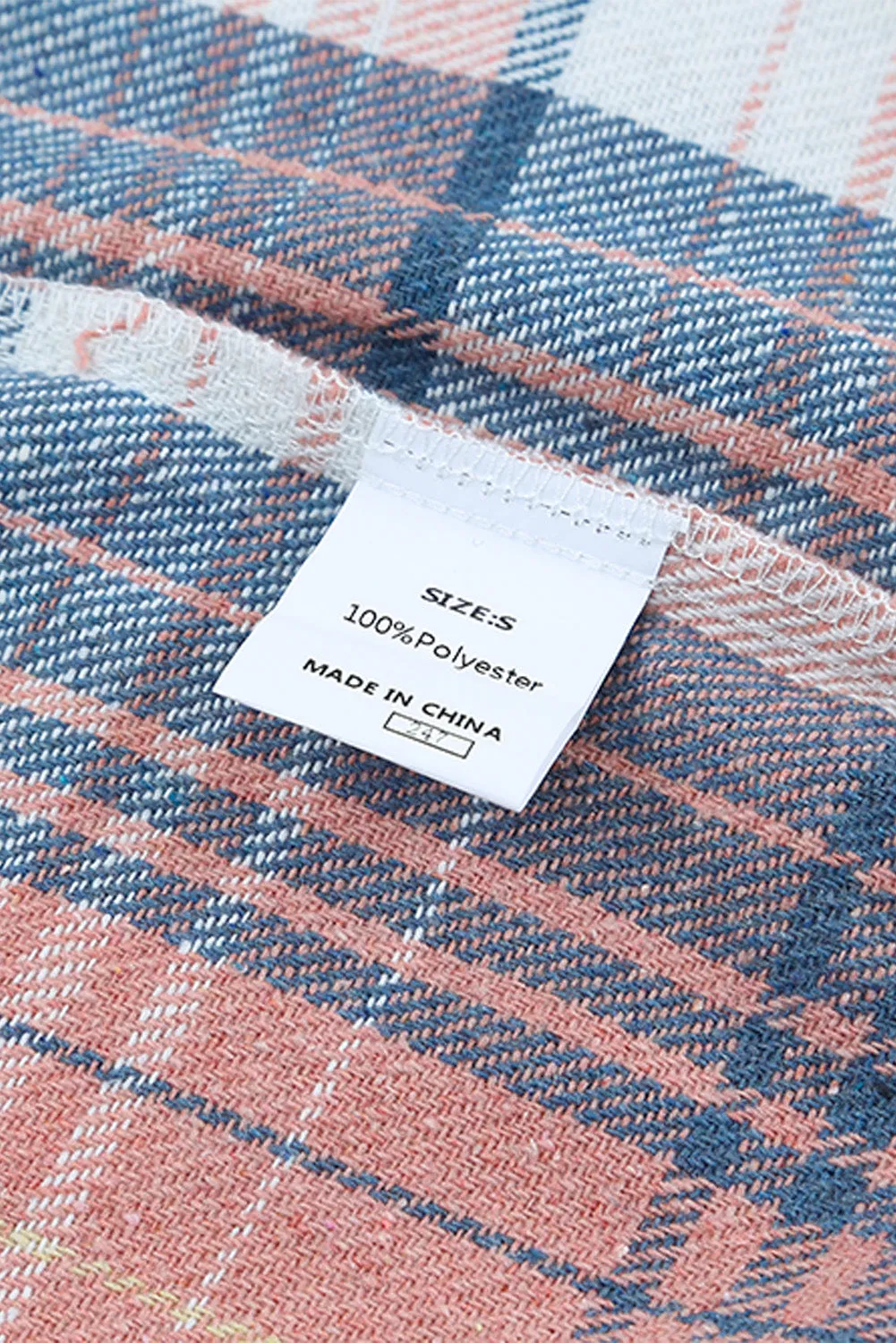 Pink Black Plaid Flap Pockets Shacket