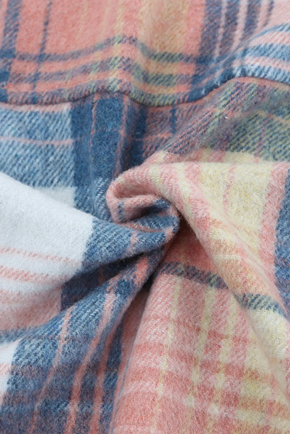 Pink Black Plaid Flap Pockets Shacket