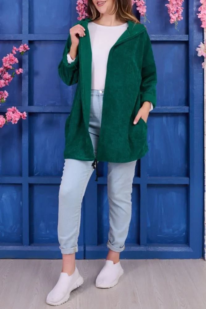 Plain Drawstring Hem Viscose Cardigan