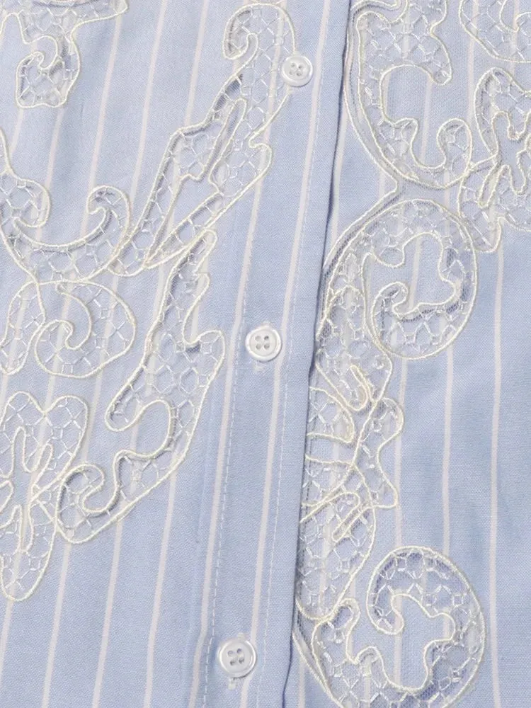 Pre Order:  Lace Hollow Out Splicing Loose Shirt