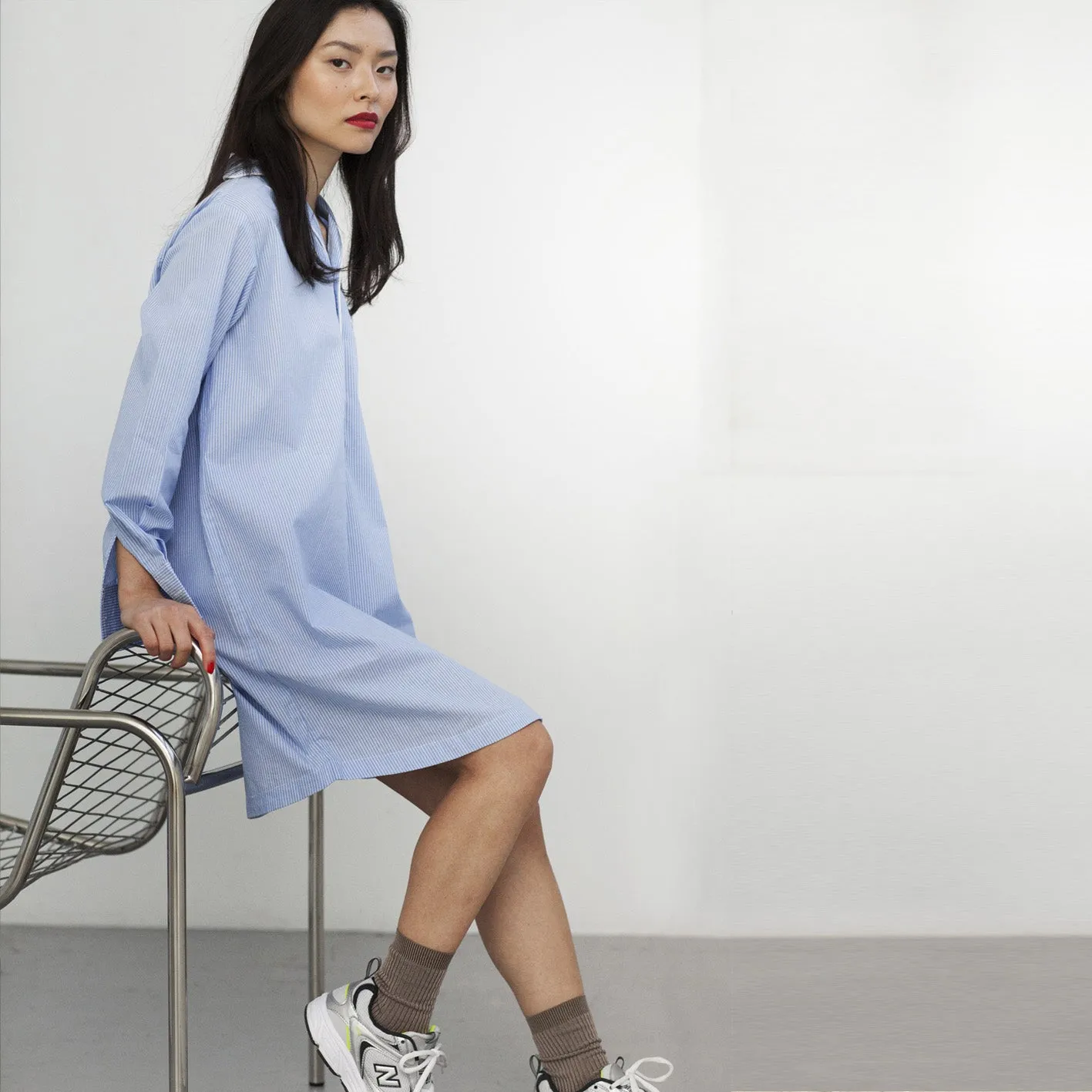 PYJAMAS SHIRT DRESS // BLUE STRIPE