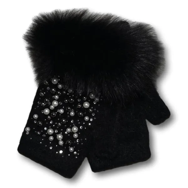 Rhinestone Fingerless Gloves