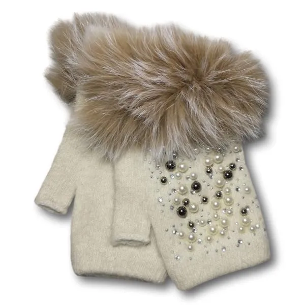 Rhinestone Fingerless Gloves
