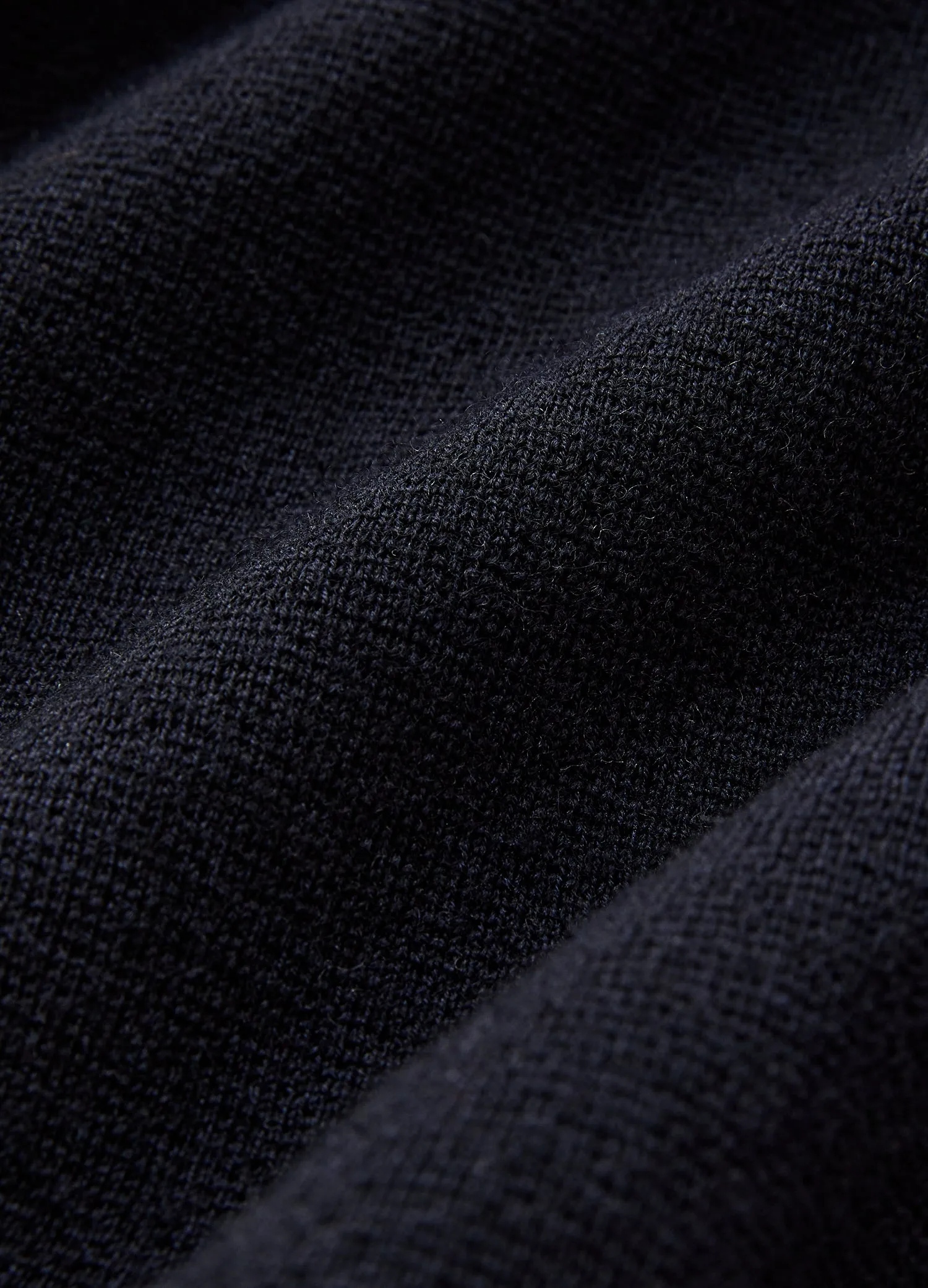 Rib Panel Funnel Neck Sweater Navy