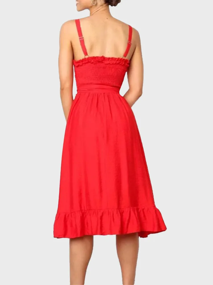 Ruffled Suspenders Dress