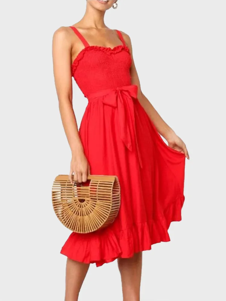 Ruffled Suspenders Dress