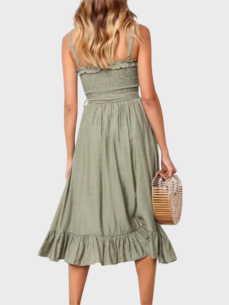 Ruffled Suspenders Dress