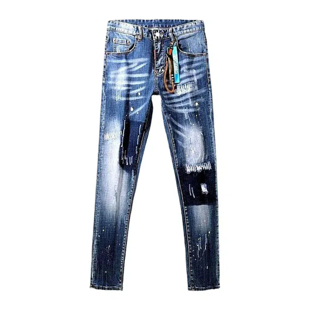 Sanded medium men's wash jeans