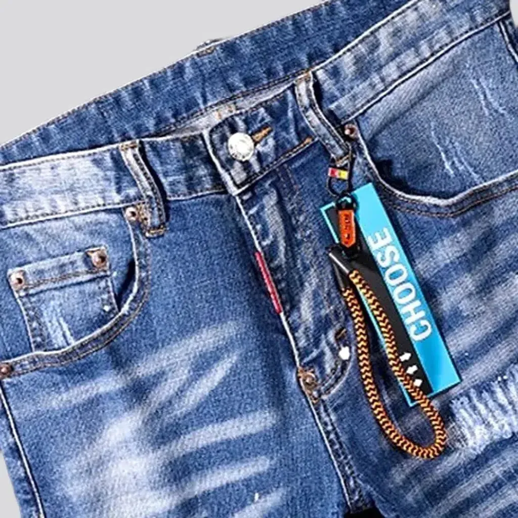 Sanded medium men's wash jeans